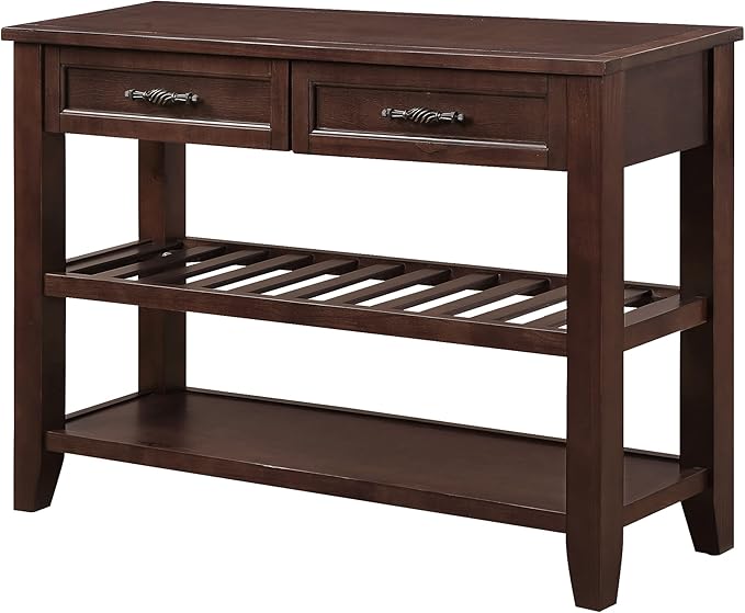 Solid Wood Console Table Sofa Tables with Drawers and Shelves Small Entryway Table for Living Room,Decorative,Foyer(42" Espresso)