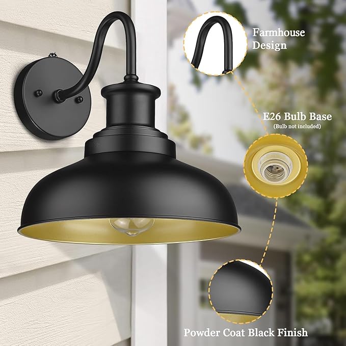 Dusk to Dawn Outdoor Barn Light, Farmhouse Outdoor Wall Sconce, Rustic Exterior