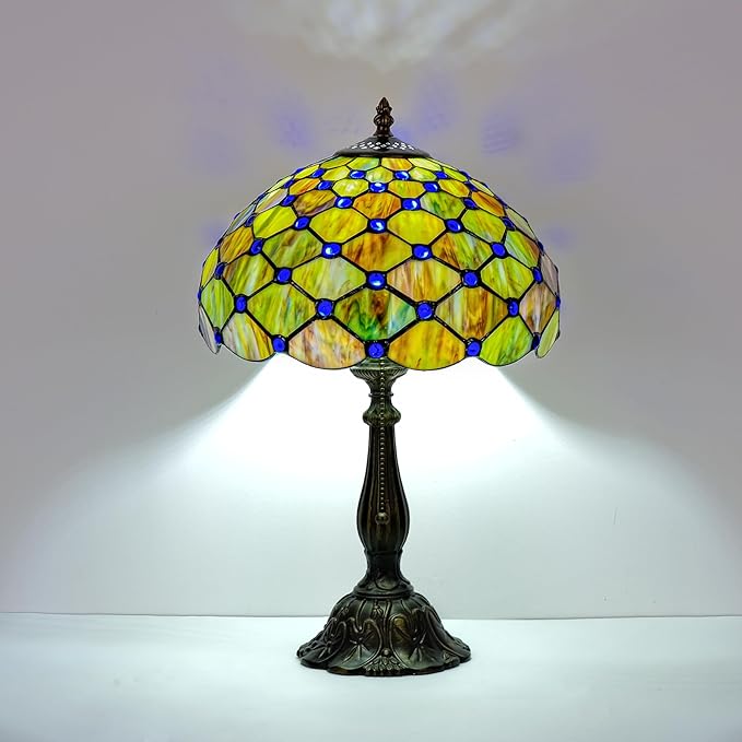 Tiffany Lamp Gradient Green Stained Glass Table Lamp Desk Bedside Reading Light