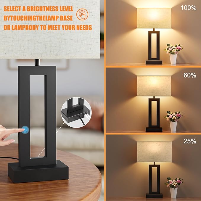 Nightstand Table Lamps for Bedrooms Set of 2