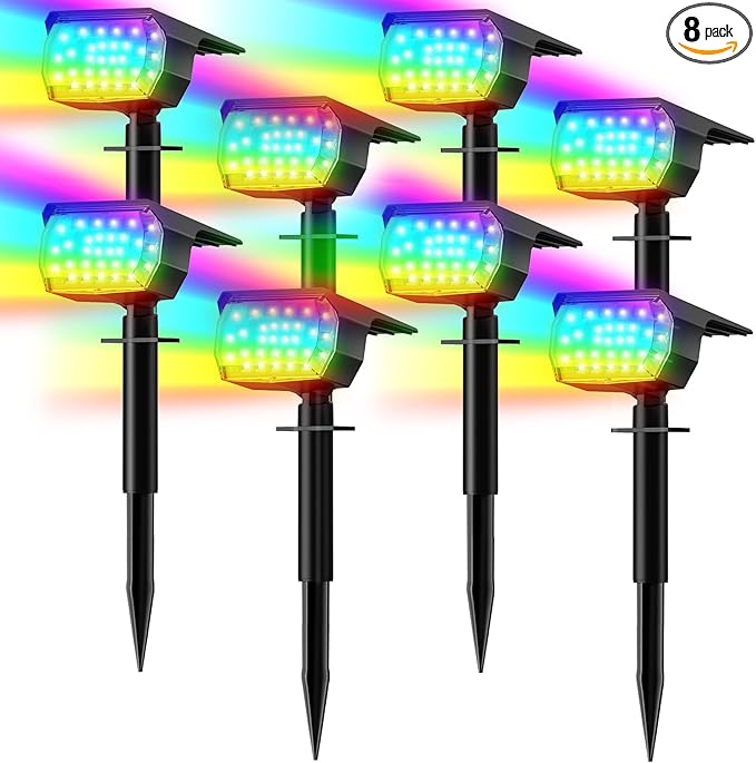 LANSOW Solar Spot Lights Outdoor Color Changing, Christmas Landscape Spotlights