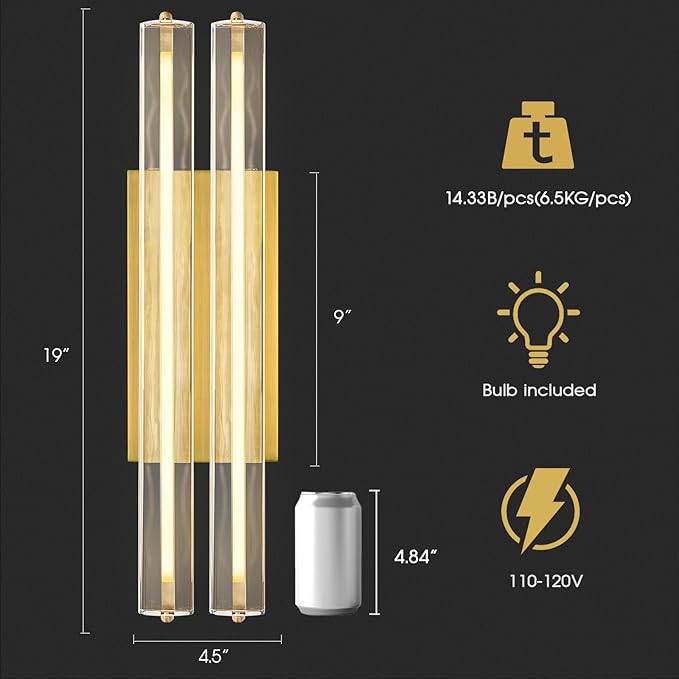 Crystal Wall Sconce, Modern Double Sconce Wall Lighting, Upgrated K9 Crystal