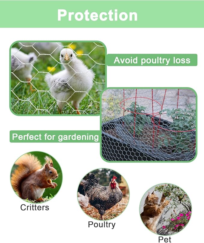 vensovo Garden Poultry Black Chicken Wire - 13.7 '' × 393 '' Chicken Wire for Crafts, Garden Fence Animal Barrier, 1 inch Mesh Poultry Netting Fence, Pet/Rabbit/Chicken Wire Fencing