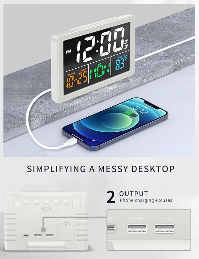 Digital Alarm Clock, with 5.5" Large LED Time Display, Adjustable Alarm Volume
