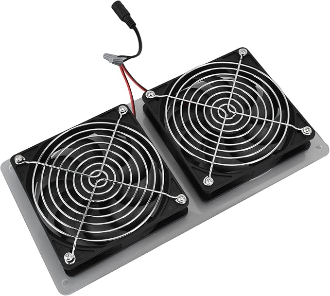 Solar Panel Fan Dual Exhaust Fan Kit, 100W 12V Solar Panel with 2 High Speed Fan for Chicken Coop Greenhouse Dog House Shed Car Window Exhaust Cooling Ventilation