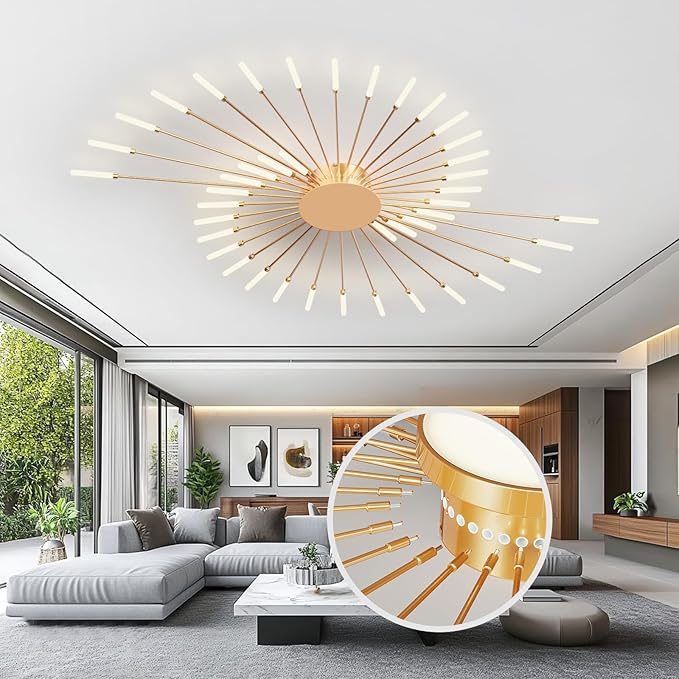 Modern Ceiling Light Flower Shape, Metal Firework Ceiling Lamp