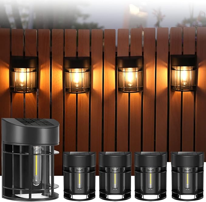 Solar Fence Lights, Upgrade Solar Deck Lights, Waterproof Solar Outdoor Lights