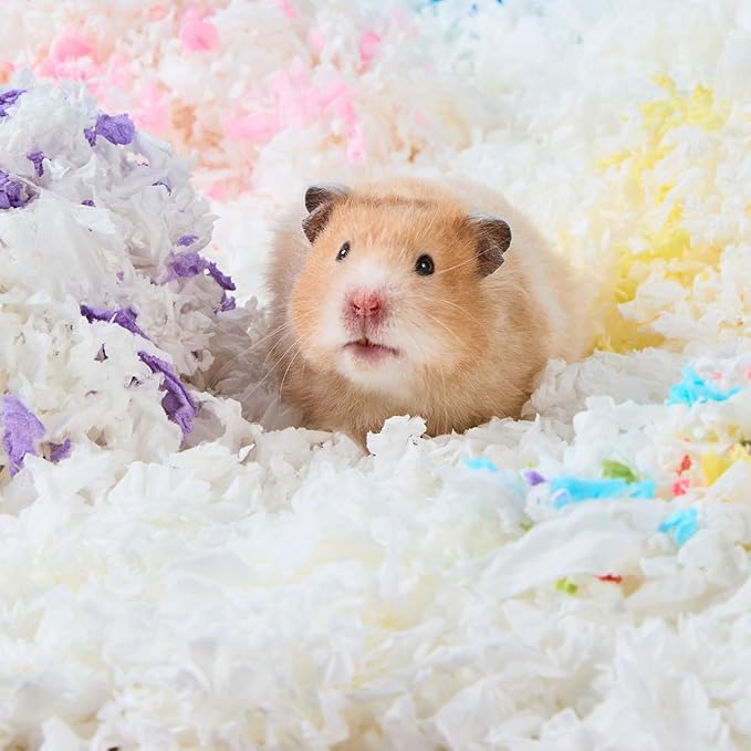 99% Dust-Free Soft Natural Paper Bedding with Odor Control, for Hamsters, Guinea Pigs, Rabbits, Chinchillas, Rats, Mice, Gerbils, Bunniess, Rodents, Small Animals - 80 Liters (Mixed Colors)