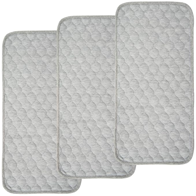 BlueSnail Quilted Thicker Waterproof Changing Pad Liners 3 Count(Gray 13” x 27”)