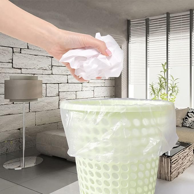 6 Gallon Trash Bags, 48 Count, Garbage Bags, No Flaps/Ties, 55x65cm,7g/pcs, Unscented, White