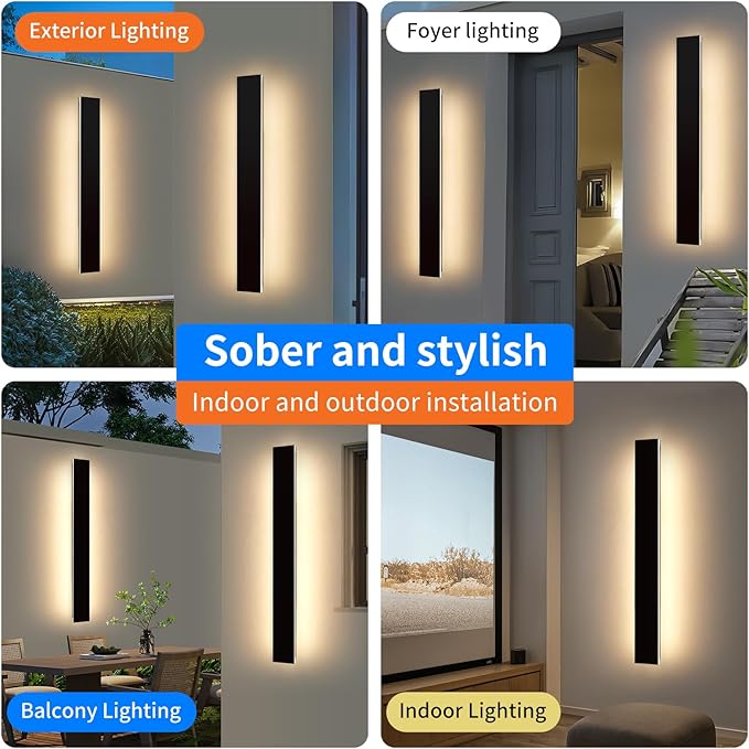 Mikeru 2 Pack Upgraded 39.3" Long LED Wall Sconce, 4.3" Wide IP65 Waterproof