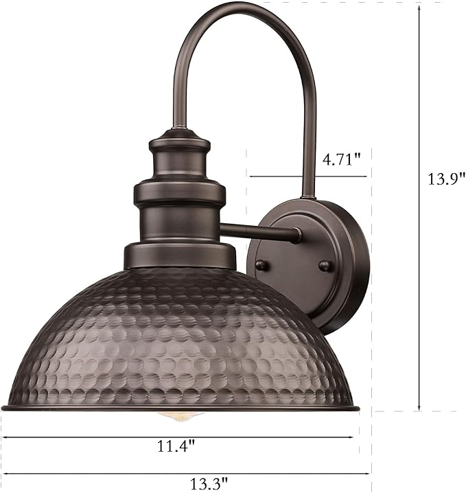 Casia Outdoor Barn Light, 11.4 Inch Farmhouse Exterior Vintage Wall Mount