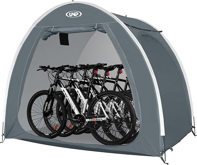UNP Bike Storage Shed Tent, Portable Outdoor Bike Storage with 210D Oxford Thick PU4000 Waterproof for 1/2/3/4 Bikes, Bike Covers Storage Shed Tent for Bicycles, Lawn Mower, Garden Tools
