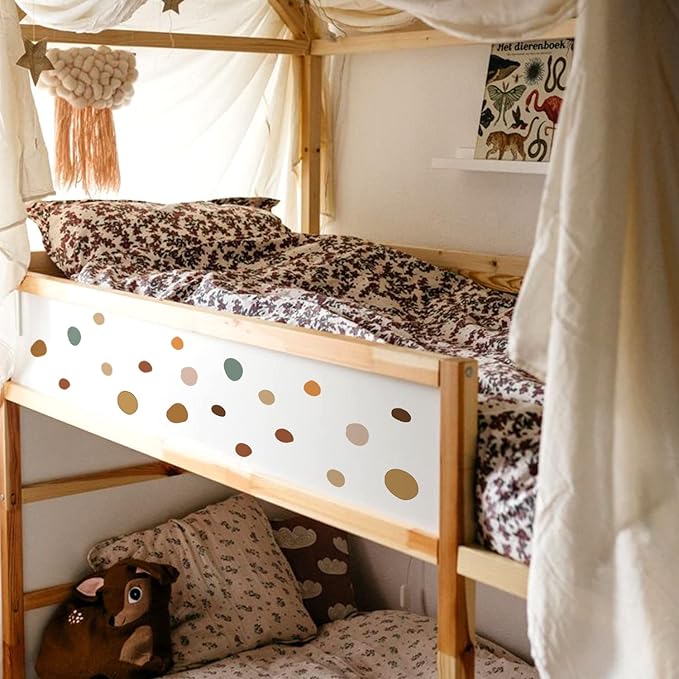 Boho Polka Dot Wall Decals 84 PCS, Boho Wall Sticker for Girls Room Living and Playroom Nursery, Removable Wall Decals Kids Room Decor Vinyl Murals DIY Cute Decorations (12 Sheets)