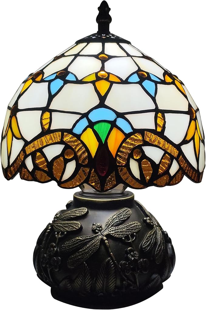 Tiffany Table Lamp 3-Way Stained Glass Style Bedside Reading Lamp Village