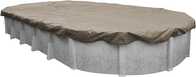 Robelle 10 x 15 ft Professional Tan Winter Oval Pool Cover for Above Ground Pools, 4 ft Overlap (14 x 19 ft Cover Size), Solid 12 x 12 Scrim, 3.7 oz/yd2, 15-Year Warranty, Style: 571015-4-ROBA