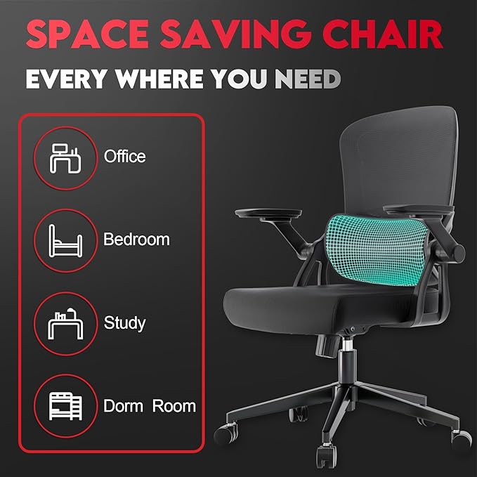 Big and Tall Ergonomic Office Chair，400LB Comfy Desk Chairs with Lumbar Back Support, Heavy Duty Mesh Computer Chairs with Wheels and Arms Comfortable for Home Office, Study, Bedroom