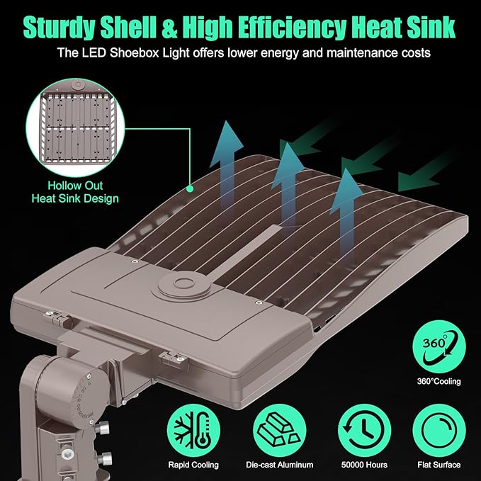 BBESTLED 480 Volt LED Parking Lot Light 240W LED Shoebox Parking Pole Lights
