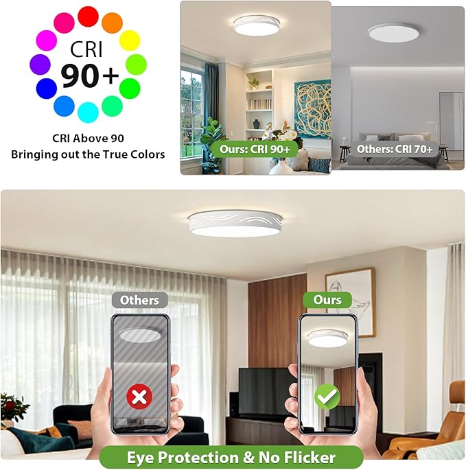 Modern Dimmable Ceiling Light Fixture, 5CCT in One LED Flush Mount Kitchen