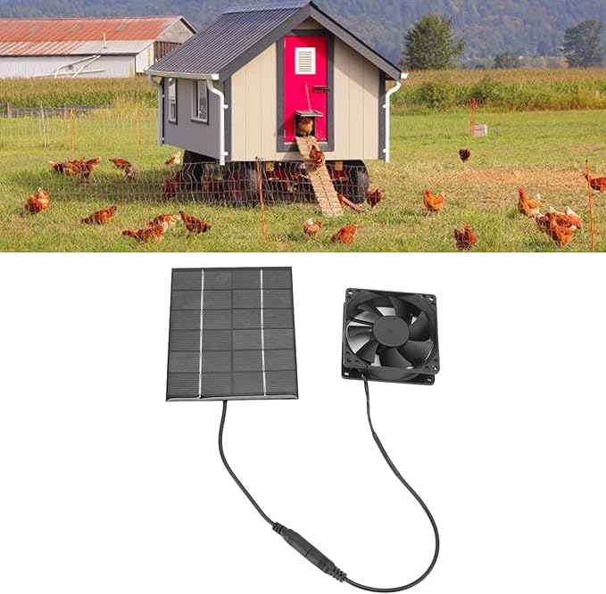 Solar Panel Fan Exhaust Air Ventilation for Greenhouse, Shed, Motorhome, Chicken House, Heat Dissipation Tool, Outdoor Ventilator for Pets
