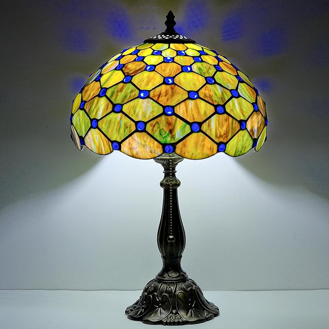 Tiffany Lamp Gradient Green Stained Glass Table Lamp Desk Bedside Reading Light