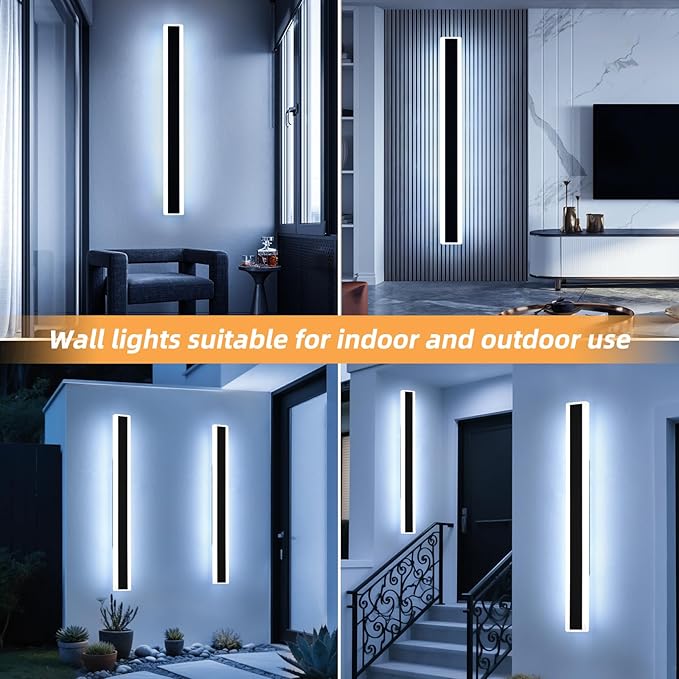 Mikeru 2Pack 57inch Long Led Wall Light, 6000k Cool White Modern Outdoor Wall