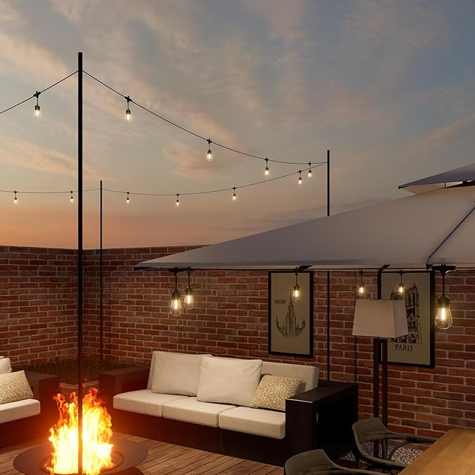 Outdoor String Lights 48 ft, LED Patio Lights