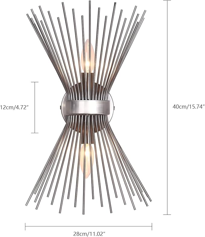 EDISLIVE 2-Bulb Vanity Light Mid-Century Modern Starburst Wall Sconce Lamp