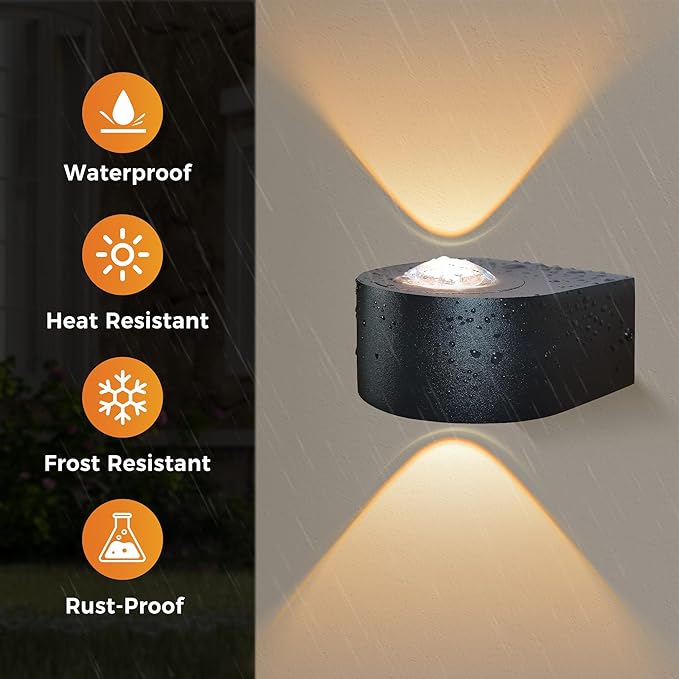 Wall Lights Outdoor 8W, 3000K 705 LM Modern Porch Light, Up Down Lights