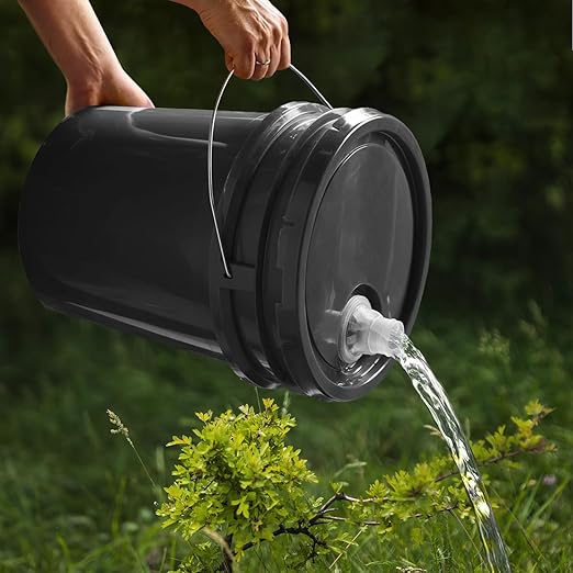 3.5-Gallon White Bucket Pail with Spout Lid, Metal Handles with Plastic Grip for Easy Carrying, Easy Stack and Store, Heavy-Duty Extra Durable, Food Grade, BPA Free - 3 Pack