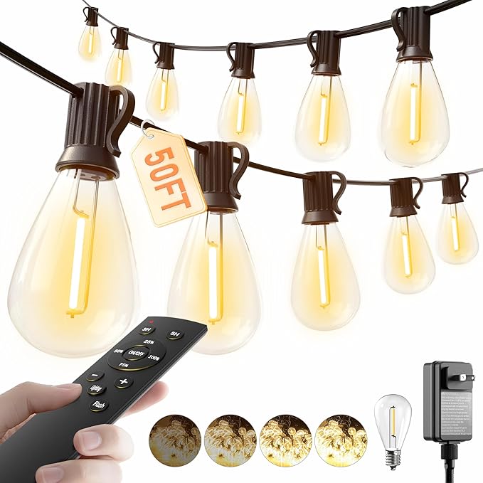 luckystyle 50FT LED Outdoor String Lights