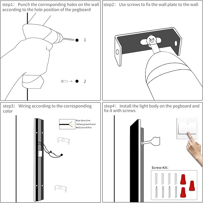 Modern 47inch Outdoor Wall Light, 3000k/4500k/6000k 3 Color Change Black