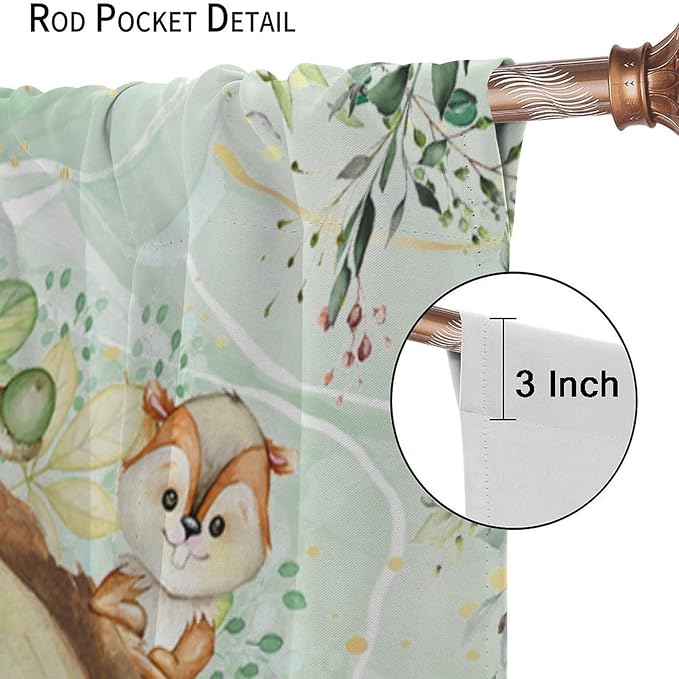 Kids Safari Animal Curtains Cute Watercolor Wildlife Jungle Window Treatments for Boys Girls Bedroom Inspirational Motivational Quotes Nursery Children Drapes for Living Room W42xL45
