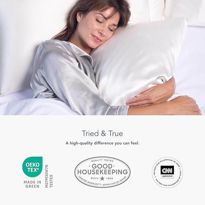 Fishers Finery 25mm 100% Pure Mulberry Silk Pillowcase (Light Green King 2 Pack)