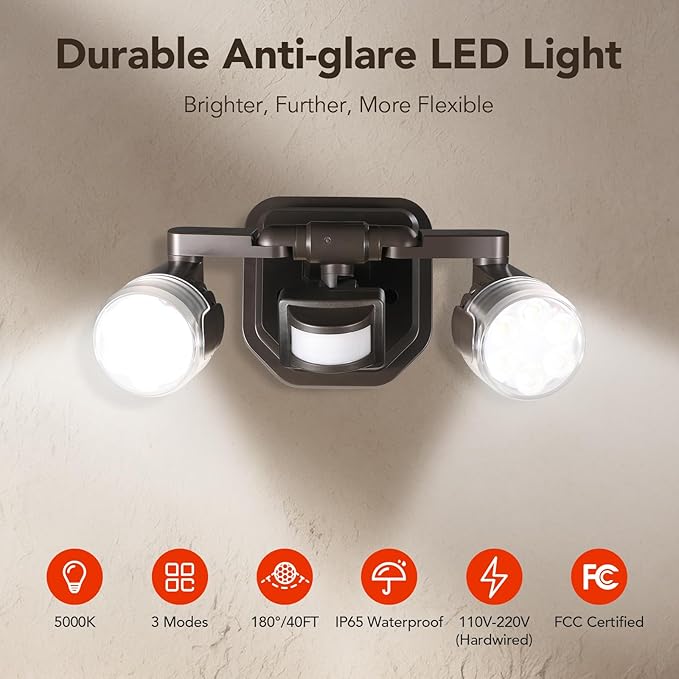 OREiN Motion Sensor Outdoor Lights, 450°Superwide Adjustment Dusk to Dawn