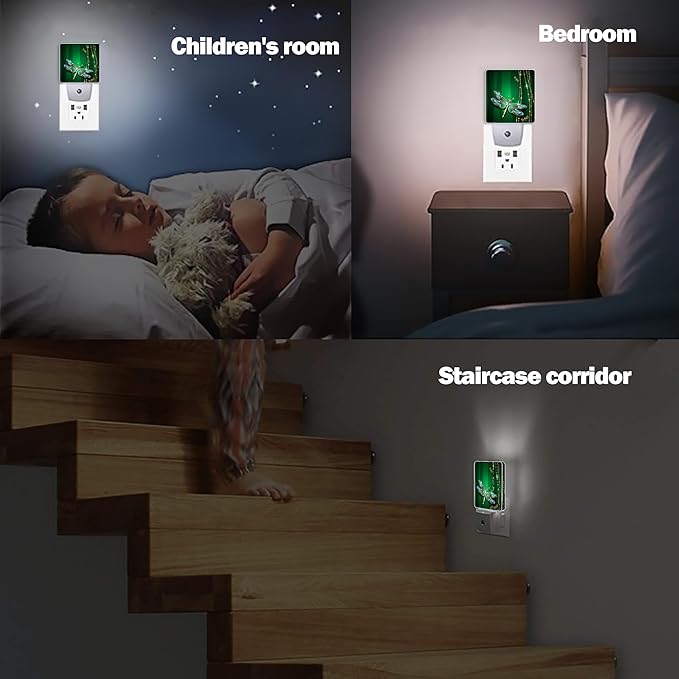 Mystical Dragonfly Night Light Plug in Wall Lamp Smart Dusk to Dawn Sensor