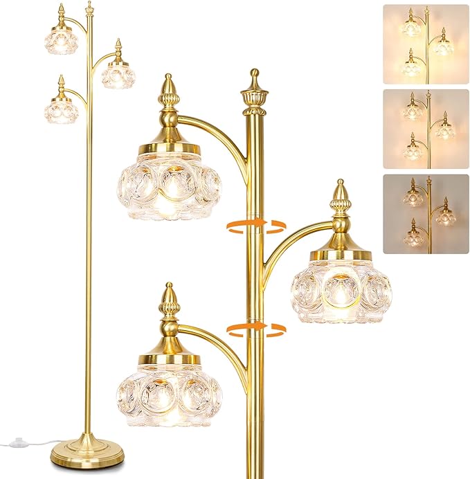 Gold Floor Lamp, Dimmable Tree Floor Lamps