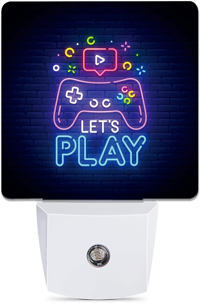 Game Neon Night Light, Let's Play Game Night Lights Plug into Wall Decor