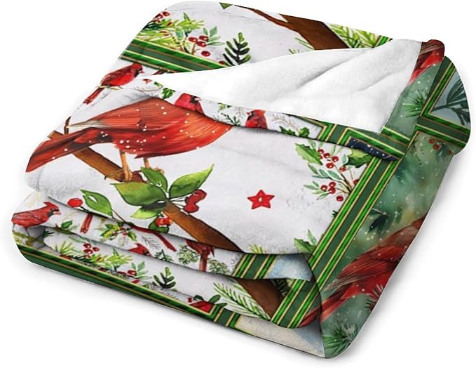 Cardinal Throw Blanket Red Birds Blankets Gifts for Couch Sofa Bed Stuff Decor Lightweight Cozy Fleece Plush Warm Flannel Bedding for Lover Men Women Adults 60"x80"