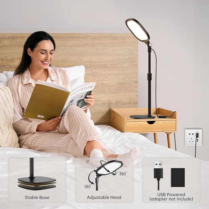 Desk Ring Light with Stand and Phone Holder, 3000K-6500K Adjustable Computer