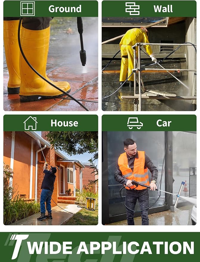4200PSI Pressure Washer Hose 125FT with 3/8" Swivel Quick Connect for Cold/Hot Water, Kink Resistant Steel Wire Braided, Wear Resistant Power Washer Hose with 2 M22 14mm Adapter Set