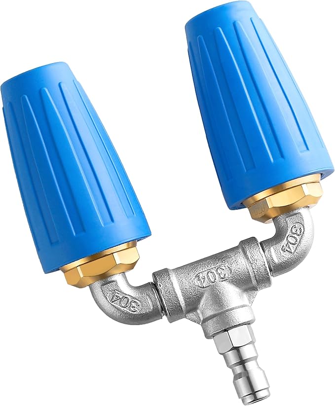 Dual Turbo Nozzle Pressure Washer, 360°Rotating Turbo Nozzle with 1/4" Quick Connector, 2.0 Orifice Twin Turbo Nozzle, 4-6 GPM, 4000 PSI