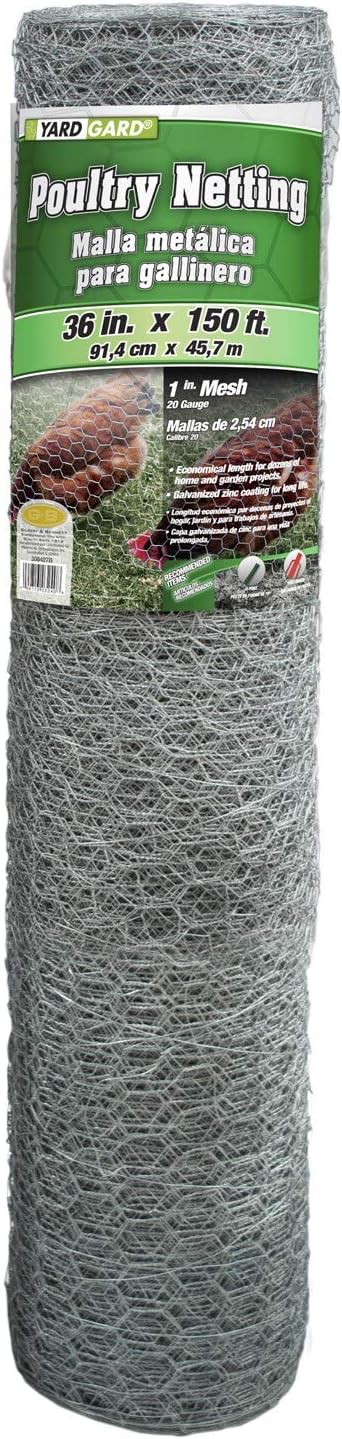 YARDGARD – 1 Inch Twisted Mesh Wire Fence – 36 Inches by 150 Feet – 20 Gauge Galvanized Steel – for Chicken Coops | Poultry Netting | Garden Protection
