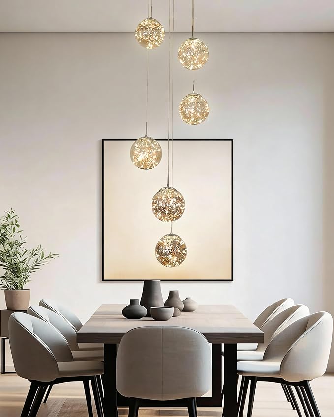 Long Chandeliers for High Ceilings, Modern Crystal Pendant Light, Raindrop Drop