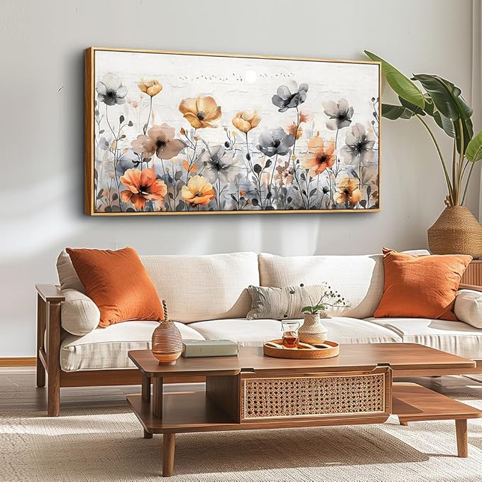 ZUITINGHUA Wood Framed Canvas Wall Art For Living Room Large Wall Decor For Office Bedroom Decorations Flowers Landscape Pictures Farmhouse Paintings Artwork Aesthetic Mural Home Decor 30x60 In