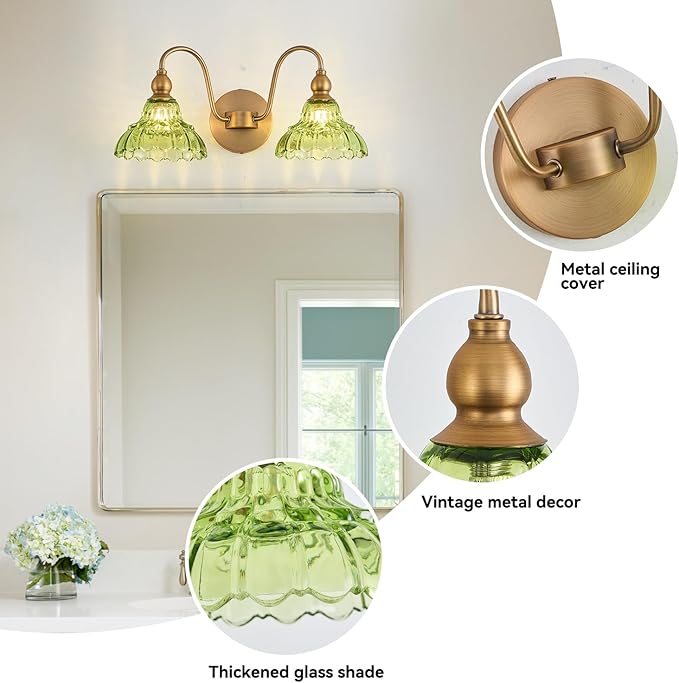 Vintage 2 Light Bathroom Vanity Light Bedroom Green Wall Sconces Vanity