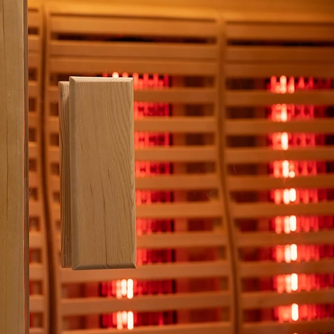 2-Person Far Infrared & Steam Dual-System Sauna Room, Hybrid Indoor Wooden Sauna with 3.5KW Heater, 6 Heating Elements and Heating Stove, Built-in Sound System, Oxygen Bar, 7-Color Lights,220V