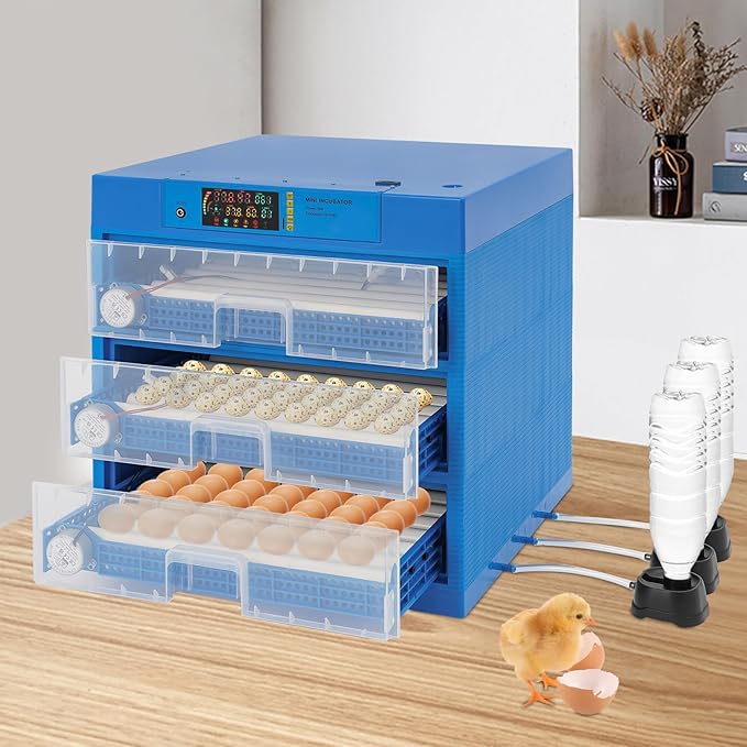 CNCEST Automatic Egg Incubator,Digital Poultry Hatcher Machine,LED Automatic Egg Turning & Temperature Control,32-210.2℉ General Purpose Incubator for Hatching Chicken Duck Quail Eggs (192 Egg)