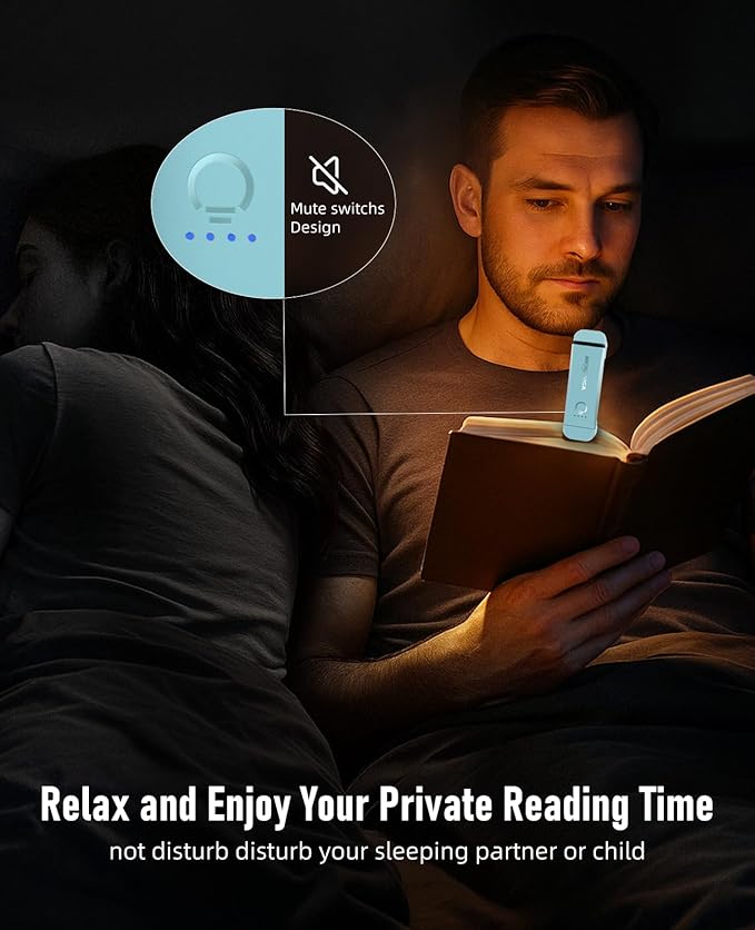 Book Reading Light, Silent Touch Clip-on Book Lamp