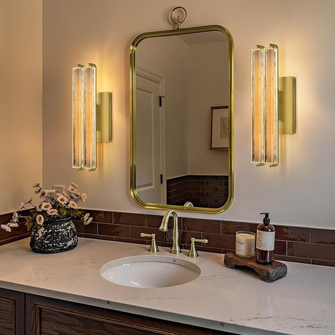 Crystal Wall Sconce, Modern Double Sconce Wall Lighting, Upgrated K9 Crystal